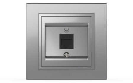 Розетка компьютерная RJ-45 В Рамку  Одинарная  Серый Металлик  IP20   Zena  Vega  EL-BI Розетка компьютерная RJ-45 В Рамку  Одинарная  Серый Металлик  IP20   Zena  Vega  EL-BI