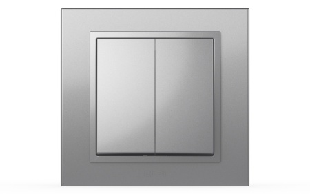 Выключатель В Рамку Двухклавишный Без Подсветки Серый Металлик IP20 10А 250В Zena Vega El-BI Выключатель В Рамку Двухклавишный Без Подсветки Серый Металлик IP20 10А 250В Zena Vega El-BI