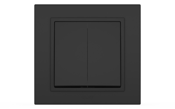 Выключатель В Рамку Двухклавишный Без Подсветки Черный Матовый IP20 10А 250В Zena EL-BI