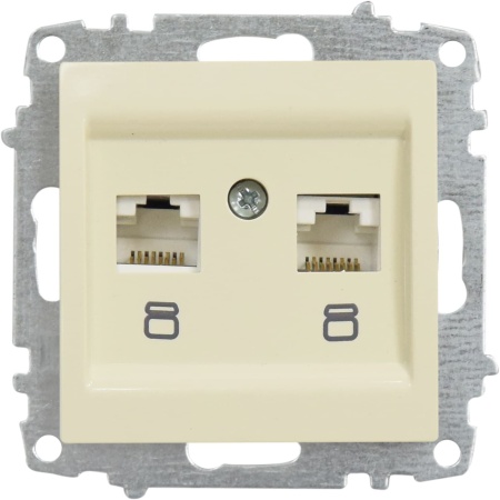 Розетка компьютерная RJ-45+RJ-45 В Рамку Двойная Кремовый IP20 Zena Vega EL-BI