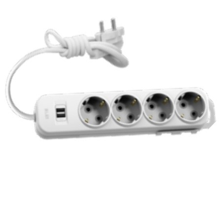 Удлинитель 4 гнезда 3 метра С заземлением+Шторки+USB 3х1,5мм² 16А Myra El-Bi